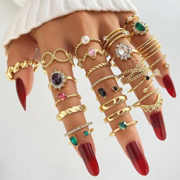 19-36 Pcs Gold Boho Knuckle Rings Set for Women, Vintage Stackable Dainty Joint - Picture 7 of 7